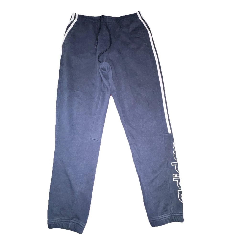 Adidas Navy Blue 3-Stripes Jogger Sweatpants Size Large L Logo Graphic Cuffed